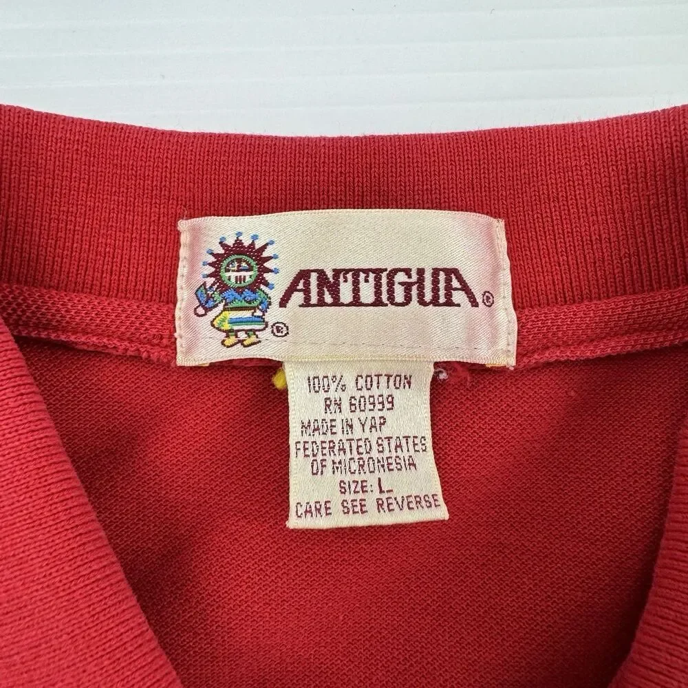 Vintage Antigua New York Giants Polo Shirt Mens L Red Embroidered NFL